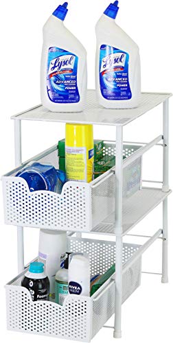 Simple Houseware Stackable Under Sink Cabinet Sliding Basket Organizer Drawer, White - color: White