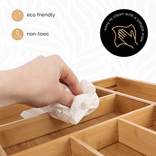Masirs Expandable Bamboo Kitchen Drawer Organizer - Adjusts to Fit Drawer Size, Ideal for Silverware, Utensils, and Office Supplies, Durable Bamboo Construction - color: Brown