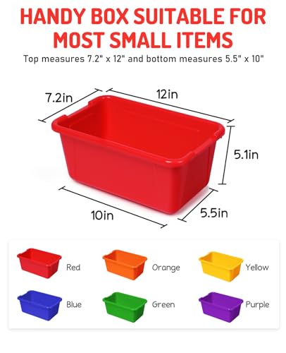 GAMENOTE 6 Quart Storage Bins with Lids, Plastic Latching Box for Classroom & Kids Toy Storage,Stackable Shoe Box Size Containers for STEM Morning Tubs, Crafts & Building Blocks (6, Colorful) - color: Colorful