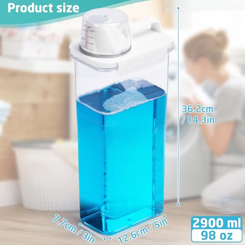 Laundry Detergent Dispenser-1 Pack, Detergent Dispenser with 4 Removable Labels, Laundry Soap Dispenser for Laundry Room Organization and Storage, BPA Free & PET Plastic Clear (98 oz) - size: 98 Fl Oz (Pack of 1)