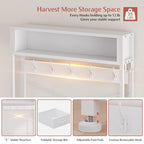 Lulive Hall Tree with Bench and Shoe Storage, 31.5" Coat Rack Freestanding with 2-Tier Storage Shelf, 5-in-1 Entryway Bench Coat Rack with 12 Hooks and 3 Drawers(White) - color: White