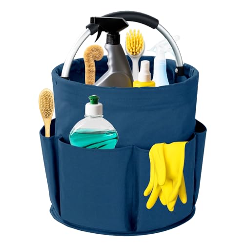Cleaning Caddy with Handle, 17L Foldable Cleaning Supplies Organizer, Portable Storage Basket, Cleaning Supply Caddy, Multifunctional Cleaning Bucket Bag for Garden, Home, Kitchen (Blue) - color: Blue