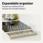 Amazon Basics Cookware and Bakeware Organizer, Stainless Steel, Expandable from 12.2 in. - 20.7 in., Includes 10 Dividers