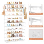 VILICK 11 Tiers Tall Wide Shoe Rack 55 Pairs Large Capacity Sturdy Durable Shoe Rack for Closet Metal Shoe Organizer Shelf with Two Hooks Space Saving for Entryway White - color: White
