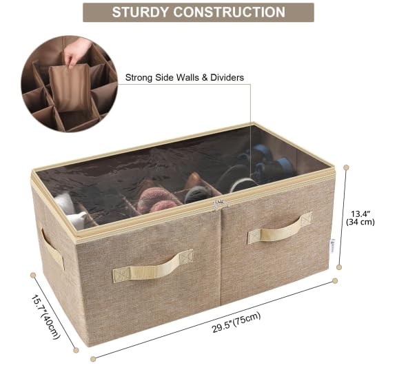 Moteph Shoe Organizer for Closet - Shoe Storage Organizer for Closet Organization with Clear Cover & Adjustable Dividers, Shoe Rack & Basket - (Light Brown, Large - 24 Pairs) - color: Light Brown, size: Large - 24 Pairs