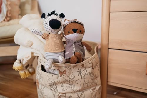 Crane Baby Woodland Nursery Basket, Animal Nursery Decor, Fabric Storage Bin, Collapsible Forest Decor, Hamper with Handles for Toys, Laundry, and Baby Items (Pack of 6) - size: 13 x 12 Inches (Pack of 6), style: Woodland Animals