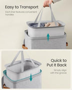 SONGMICS Laundry Basket, 26.4 Gal. Laundry Hamper, Easy Assembly, with Lid and Handles, Removable Liner, 16.5 x 12.6 x 29.5 Inches, Dove Gray ULCB811GD01 - color: Dove Gray, size: 100 L (1-Section)