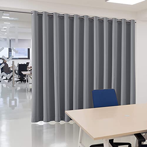 Room Divider Multi-Scenario Blackout Curtains - Noise Reducing Thermal Insulated Space Saver for Offices Dorms Apartments Home Theaters Partition Curtain, 15ft W x 8ft L, Grey, 1 Panel - color: Grey, size: 180"W x 96"L (Pack of 1)