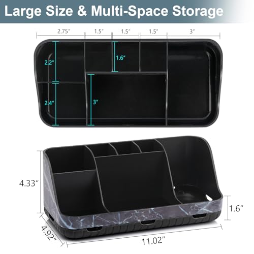 GFWARE Marble Black Toothbrush Holders for Bathrooms - Detachable 7 Slots Bathroom Organizer Countertop Matte Black Electric Toothbrush and Toothpaste Holder for Bathroom Counter Vanity Sink Storage - color: Black Marble
