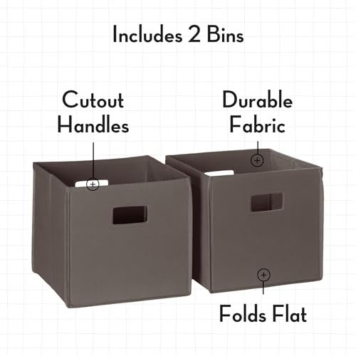 RiverRidge Kids 2pc Fabric Collapsible Storage Cube Organizers with Handles for Playroom Organization - Brown - color: 2 Brown Bins