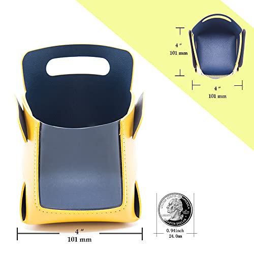 Valet Tray, Key Bowl for Entryway Table with Transparent Window, Small Decorative Holder Basket for Keys, Watches, Coins, Catchall Storage Organizer for Nightstand, Dresser, Yellow/Navy Blue - color: Yellow