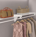 EZ SHELF Closet Shelf with Hanging Rod - 28-48” Expandable, White, Closet Shelves - Strong, Holds 200 lbs - DIY, Easy Install to 2 Side Walls - Alternative to Wire Shelving - color: White, size: 28-48 in