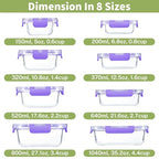 HOMBERKING 8 Pack Glass Food Storage Containers with Lids, Meal Prep Containers, Airtight Bento Boxes with Leak Proof Locking for Microwave, Oven, Freezer and Dishwasher, BPA Free, 5-35oz, purple - color: Purple