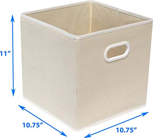 Simple Houseware Foldable Cube Storage Bins with Handles, 11-Inch, Beige, 6-Pack, Fabric Cubes Organizer for Closet or Shelves - color: Beige