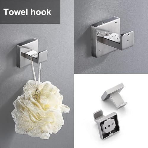 5 Pieces Brushed Nickel Bathroom Hardware Set Include 24inch Towel Bar,2pcsTowel Hooks,Toilet Paper Holder Square SUS304 Stainless Steel Bathroom Accessories Set Heavy Duty Wall Mounted - color: Round Brushed, size: 24" 5pcs