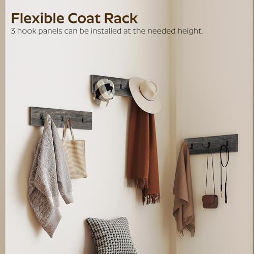 YATINEY Hall Tree with Bench and Shoe Storage, Entryway Bench with Coat Rack, 4-in-1 Coat Rack Shoe Bench, Multifunctional, for Front Door, Hallway, Foyer, Charcoal Grey and Black MT05BC - color: Charcoal Grey + Black