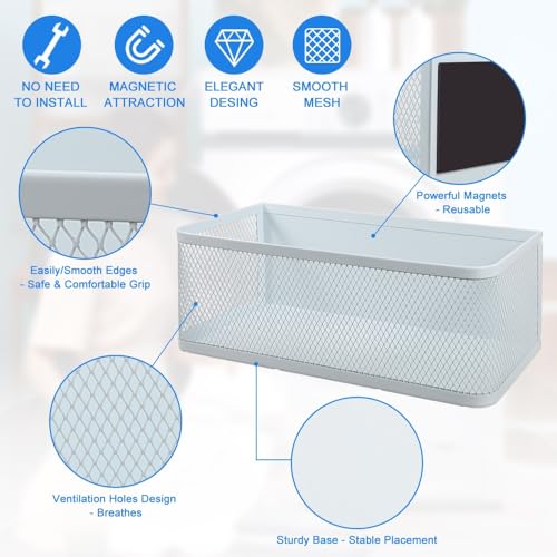 Picowe Magnetic Laundry Organizer, Large Magnet Basket for Laundry Room,16.5lb Capacity Magnetic Shelf for Washer /Dryer, Fridge & Small Spaces ( L, White) - color: White, size: L (11*4.9*3.9in)
