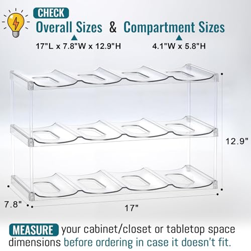 Design for Stanley 40 OZ & Large Bottles & Tumblers with Handle - Acrylic Water Bottle Organizer - Stackable Clear Wine Rack Cup Holder for Home Kitchen Pantry Shelf Countertop Cabinet, 3 Tier Hold 12 - size: 3 Tier for 12