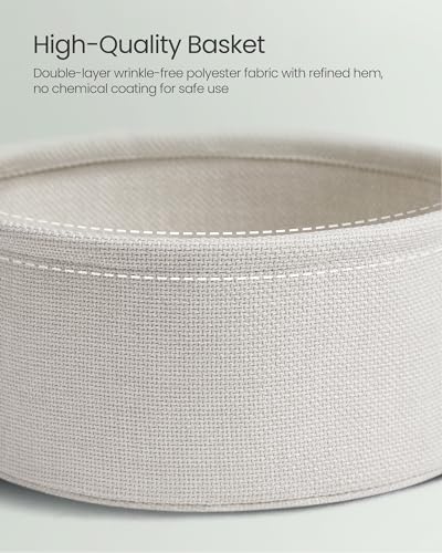 VASAGLE LILEA Collection - Small Round Side End Table, Modern Nightstand with Fabric Basket, Laurel Green and Cream White ULET223C69 - color: Laurel Green + Cream White, size: Round + 1 pack