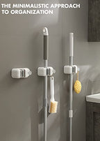 BEZOX Mop Holder with Hook - Drill Free Wall Mount Broom Holders Gripper, Cleaning Supplies Organizer Utility Holder - 1PCS - style: Modern