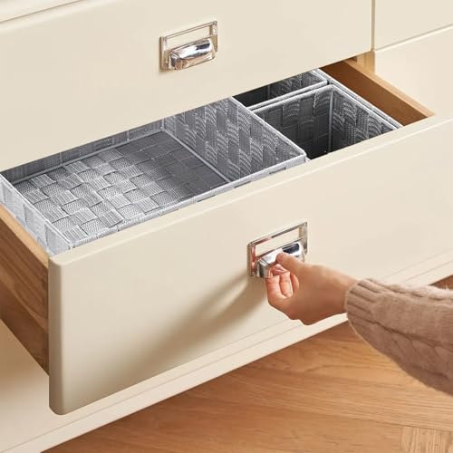 Posprica Small Baskets for Organizing(7 Set) Woven Storage for Shelves, Bathroom, Decorative Closet Organizer, Dresser Bins, Shelf - color: Gray-7pcs