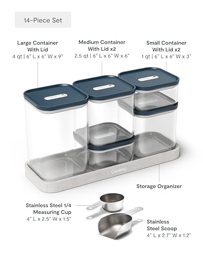Caraway 13-Piece Glass Airtight Food Storage Containers with Lids – Non-Toxic, BPA-Free Kitchen Storage Containers – Stackable, Space-Saving Airtight Containers for Dry Goods and More - Navy - color: Navy, size: 13-Piece Set