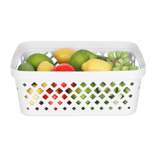 Glad Plastic Storage Basket Set, Value Pack of 6 | Open Storage Bins for Shelves, Bathroom, Pantry, Closet | Nesting Organizer Boxes with Handles, 2 Gallon, White - color: White, size: 2 Gallon