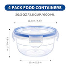 KIGI 4 PACK 20oz Plastic Round Bowls with Lid Leakproof Food Storage Container Set Small Meal Prep Containers Bento Box - size: 2.5 cup (8-Piece)