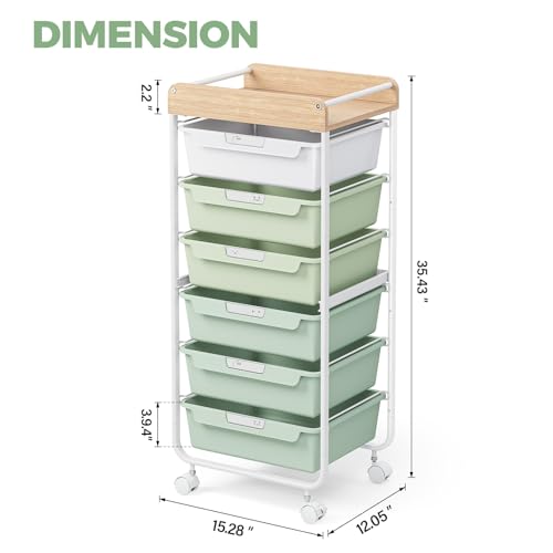APEXCHASER Utility Cart with 6 Drawers,Rolling Storage Cart for Crafters Artists Kids Teacher Student Storage Arts Crafts & Sewing Study Supplies in Craft Room Dorm Classroom Kids Room-Green - color: Green, size: 6-Drawers