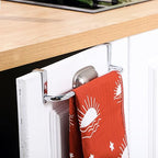 2 Pieces Metal Towel Bar Kitchen Cabinet Steel Towel Rack Bar for Hanging on Inside or Outside of Doors, Home Kitchen Bathroom(Silver) - color: Silver
