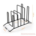 Pot Lid Organizer and Cutting Board Holder, Stainless Steel Kitchen Storage Rack for Lids and Boards, Space-Saving Cooling Rack Organizer for Countertop and Cabinet [1-Pack] Black