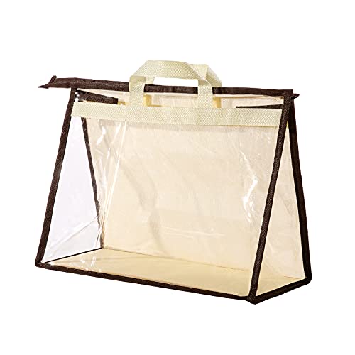 CINPIUK Clear Handbag Storage Bags Purse Organizer for Closet, Zipper Hanging Storage Bag for Handbags, M - color: Beige, size: M-1PCS