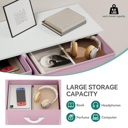 YITAHOME 10 Drawer Dresser - Fabric Storage Tower, Organizer Unit for Bedroom, Living Room, Hallway, Closets - Sturdy Steel Frame, Wooden Top & Easy Pull Fabric Bins, Pink - color: Pink, style: 10-Drawer