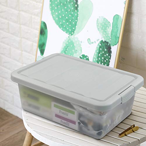 14 Quart Plastic Storage Box, Clear Storage Bin with Lid, 2 Packs - color: Grey