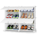 HOMIDEC Shoe Rack, 4 Tier Shoe Storage Cabinet 16 Pairs Plastic Shoe Organizer for Closet Hallway Bedroom Entryway - color: White, style: 2 by 4