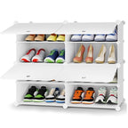 HOMIDEC Shoe Rack, 4 Tier Shoe Storage Cabinet 16 Pairs Plastic Shoe Organizer for Closet Hallway Bedroom Entryway - color: White, style: 2 by 4