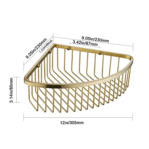 Bathroom Shower Caddy Corner Shelf Basket, Ultra Sturdy Rust-Proof Stainless Steel Shelf Organizer Shampoo Holder, Wall Mounted Storage Rack for Bathroom Kitchen, Brushed Gold - color: Gold, size: 90° Corner (1 Pack)
