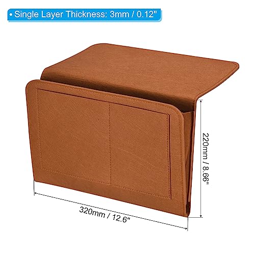 PATIKIL 13in Bedside Caddy, Bed Caddy Bedside Organizer Hanging Soft Felt 5 Pockets Bed Pockets Bedside Storage Organizer Remote Control Holder for Bedroom Phones Glasses, Brown - color: Brown, size: 12.6*8.6inch