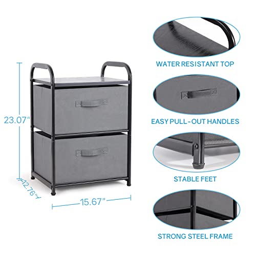 Dresser for Bedroom with 2 Drawers, Wide Chest of Drawers, Fabric Dresser, Storage Organizer Unit with Fabric Bins for Closet, Living Room, Hallway, Nursery, Dark Grey - color: Grey4