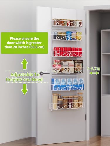 6-Tier Over the Door Pantry Organizer, Over the Pantry Organization And Storage, Pantry Door Organization, Home Laundry Room Bathroom & Kitchen Organization Essentials Metal, White - color: WhiteS, size: 6-Tier