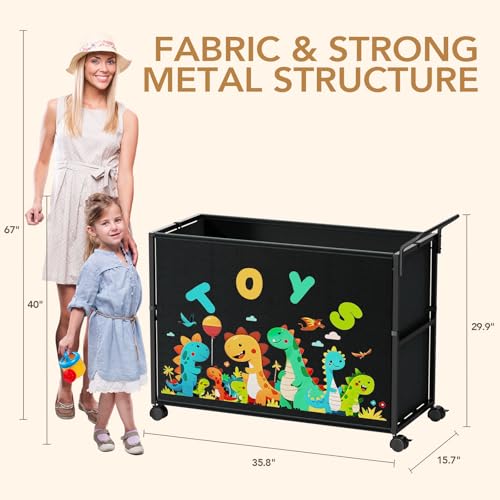 BBLIKE Toy Box for Kids - 200L Extra Large Toy Chest Storage with Wheels for Boys and Girls, Toy Organizer Bin for Stuffed Animals, Toy Basket for Bedroom, Nursery, Living Room, Playroom, Black - color: Black