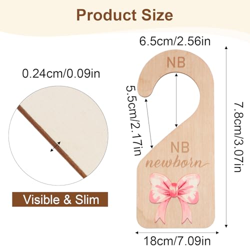 7PCS Wooden Baby Closet Dividers, Pink Bow Baby Clothes Organizer, Double-Sided Nursery Clothes Size Hanger Organizer from Newborn to 24 Months for Boho Nursery Decor
