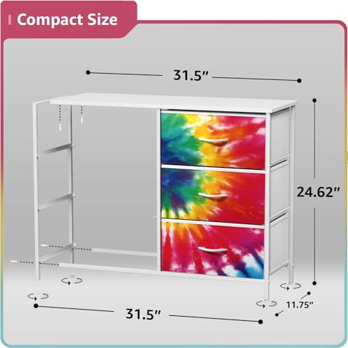 Sorbus Dresser with 6 Drawers - Furniture Storage Tower Unit for Bedroom, Hallway, Closet, Office Organization - Steel Frame, Wood Top, Easy Pull Fabric Bins (6-Drawer, Tie-Dye) - color: Dark Tie-dye, style: 6-Drawer