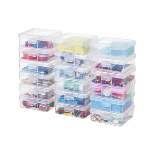 18 Pack Storage Containers with Latching Lid Small Size 5" x 5"x 1.9" Plastic Clear Boxes for Office,Beauty - size: Small-18 Pack