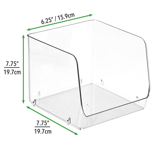 mDesign Modern Stackable Plastic Open Front Dip Storage Organizer Bin Basket for Kitchen Organization - Shelf, Cupboard, Cabinet, and Pantry Organizing Decor - Ligne Collection - 4 Pack - Clear - size: 7.75 x 7.75 x 6.25 (Pack of 4)
