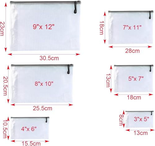 Plastic Mesh Zipper Pouch Document Folders Bag Zip File Bags for Office Supplies Storage-15 Pcs (Multicolor, 5"x 7") - color: Multicolor, size: 5"x 7"
