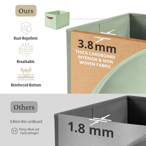 DECOMOMO Storage Baskets for Shelves - Large 15"x11"x10" Foldable Fabric Storage Bins, Baskets for Organizing with Labels (Green, 4pcs) - color: Green