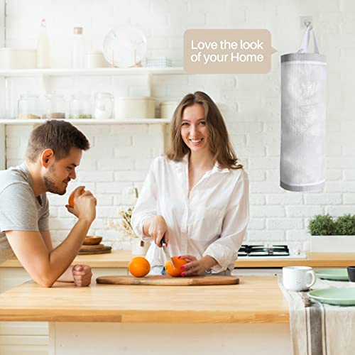 TOGETRUE Plastic Bag Holder, Mesh Grocery Bag Holder Hanging Storage Bag Dispenser (White 2 Packs) - color: White 2 Packs