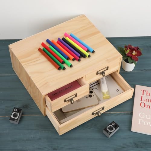 Wooden Storage Box Apothecary Drawers Vintage Wooden Box Wood Desktop Organizer Countertop Drawers Library Card Catalog Cabinet Apothecary Cabinet（WOOD 03） - color: WOOD03