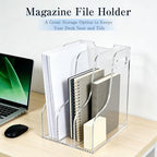 3-Tier Clear Acrylic File Holder, Vertical Document Organizer for Magazines, Binders, Notebooks & Envelopes - Multi-Purpose Desk Storage for Home Office（A4,3 Sections） - size: A4, 3 Sections
